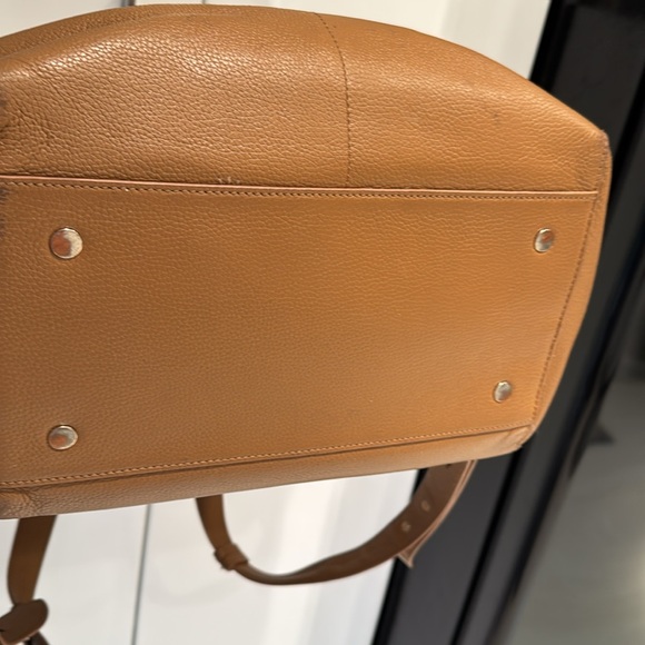 Mina Baie Los Angeles Leather Bag Backpack Travel Work Diaper Camel Tan Large - Picture 8 of 16